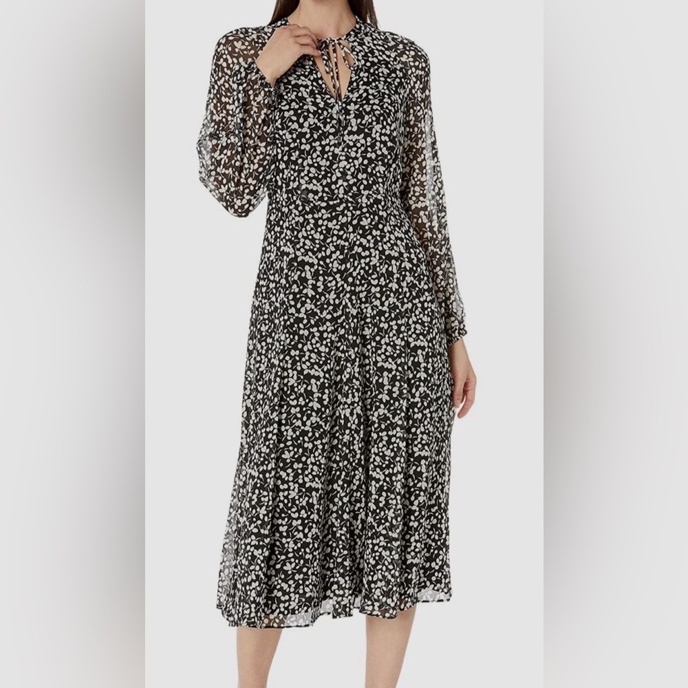 Tommy Hilfiger Women's Black Floral-Print A-Line Dress Size 14 - Picture 2 of 10
